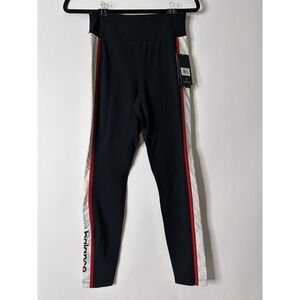 Women's Black and White Pants with Red Stripe